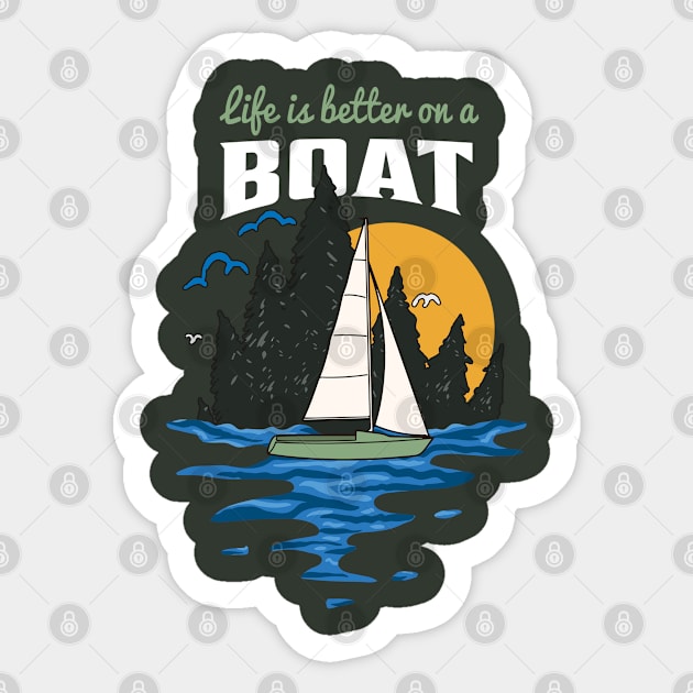 Sunset Sailboat Gift For Sailing Lovers Sticker by USProudness